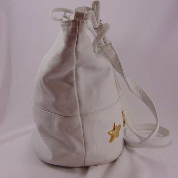 I. Magnin Design Studio White Leather w/Gold Stars Crossbody Bag - Picture 5 of 16